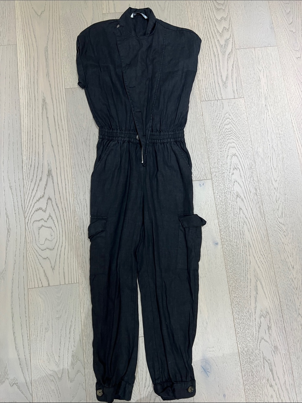 Zara Black Utility Jumpsuit with Cargo Pockets
